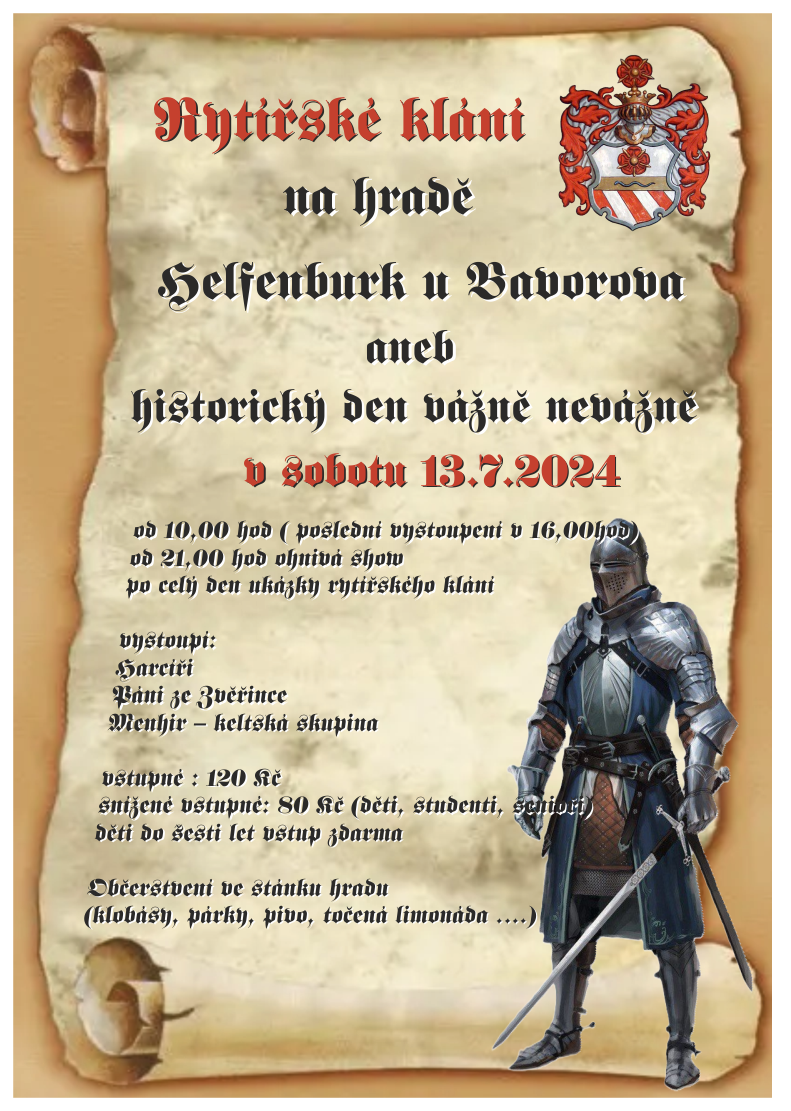 Plakát Rytířské klání na hradě Helfenburk u Bavorova