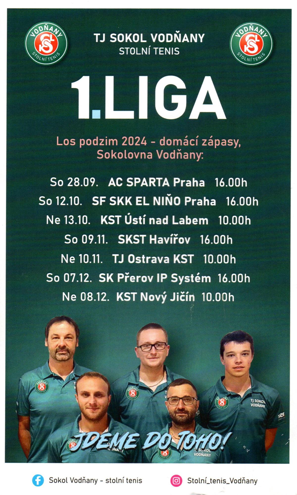 Plakát 1. LIGA stolní tenis