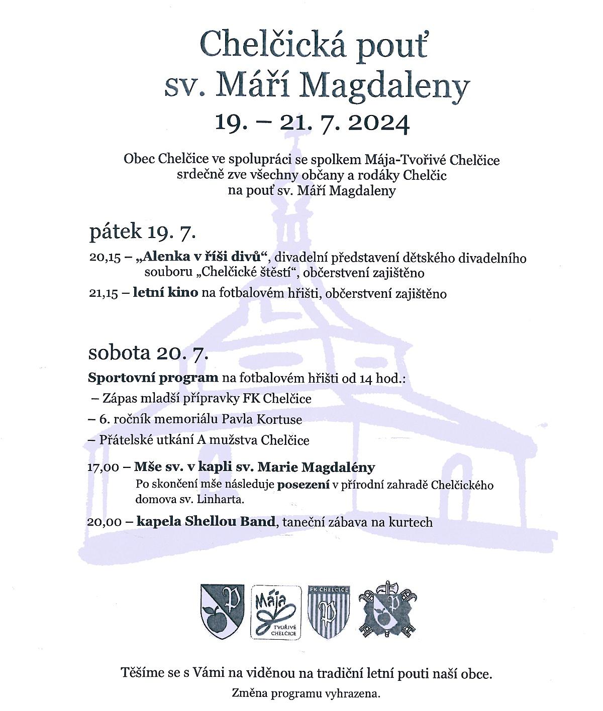 Plakát Chelčická pouť sv. Máří Magdalény