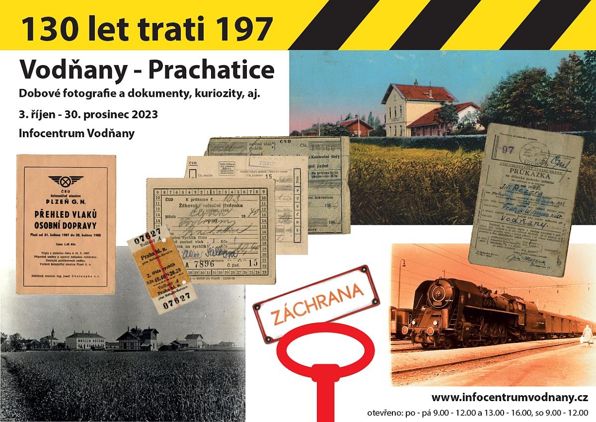 Plakát 130 let železnice Vodňany - Prachatice