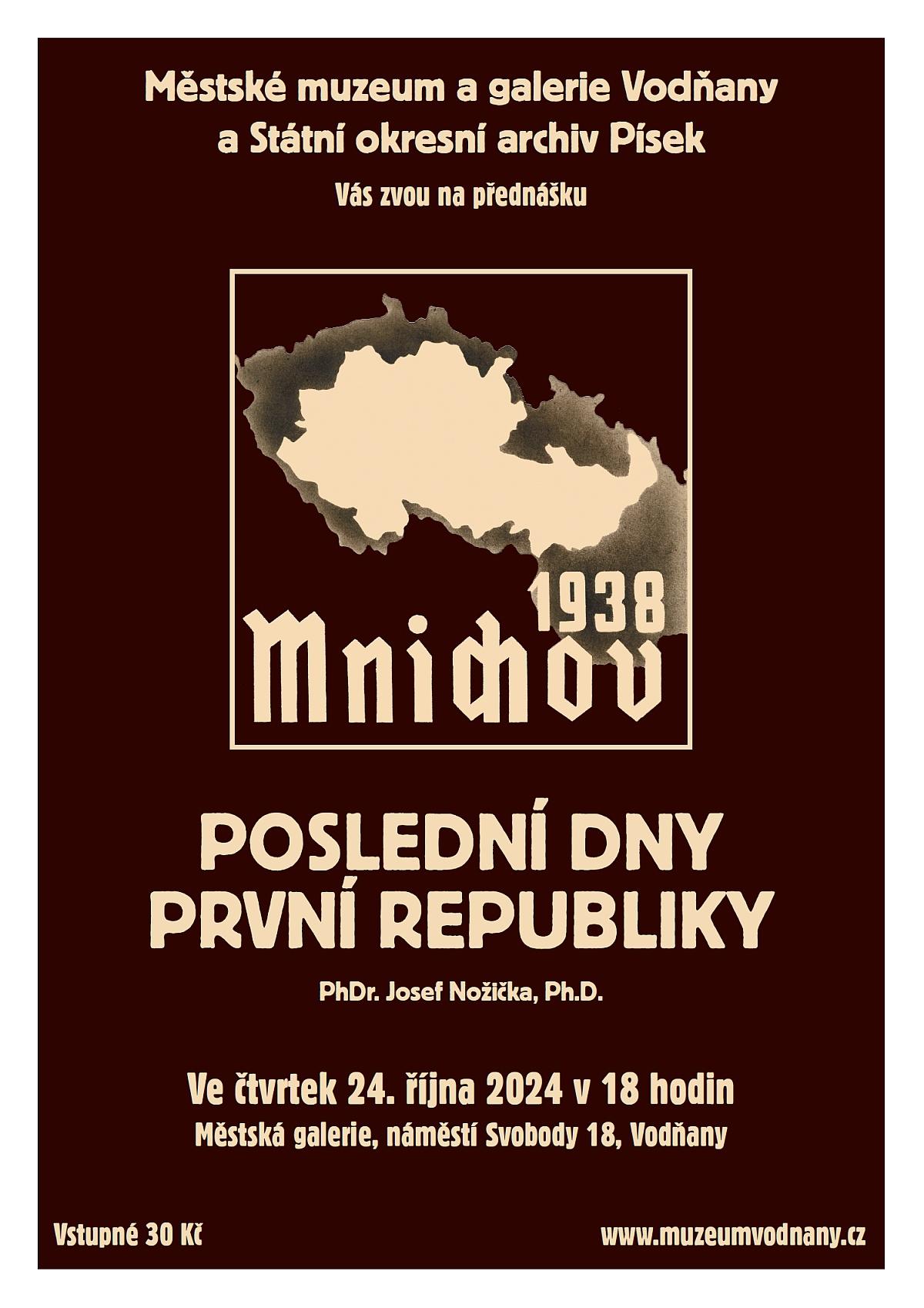 Plakát Mnichov 1938. Poslední dny první republiky.